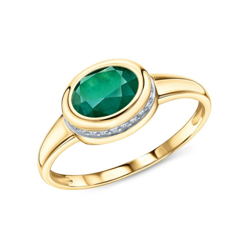 Золотое кольцо с бриллиантами природными и изумрудами природными