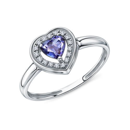 Золотое кольцо с бриллиантами природными и танзанитами природными