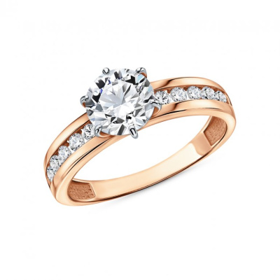 Золотое кольцо с фианитами