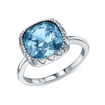 Серебряное кольцо с фианитами и кристаллами  Swarovski