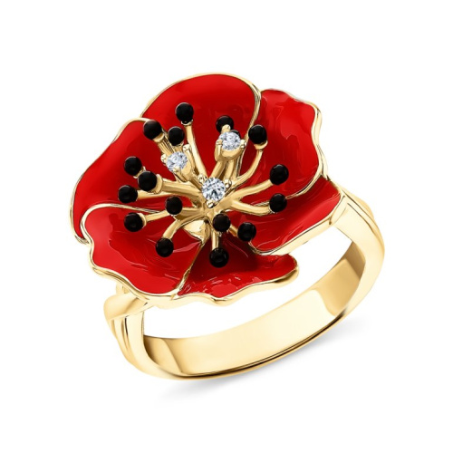 Серебряное кольцо с эмалью и фианитами