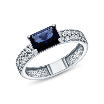 Серебряное кольцо с фианитами и ситаллом