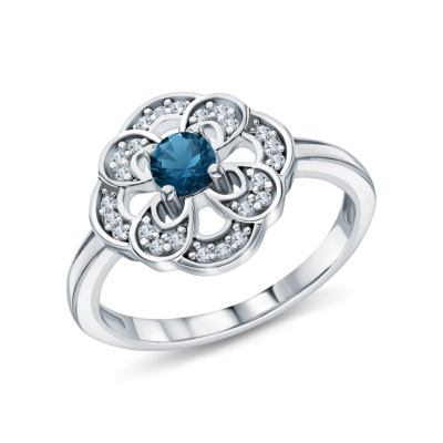 Серебряное кольцо с фианитами и топазом