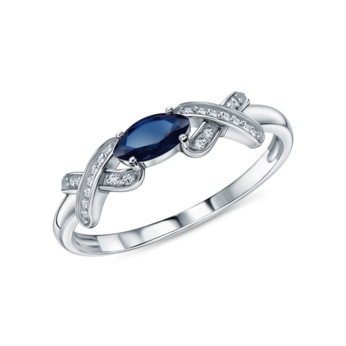 Золотое кольцо с бриллиантами природными и сапфирами природными