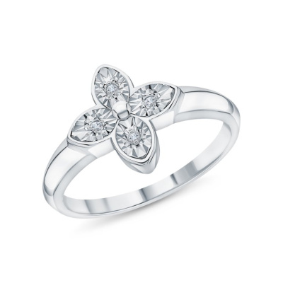 Серебряное кольцо с бриллиантами природными