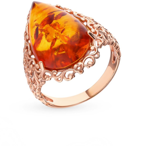 Серебряное кольцо с янтарем природным