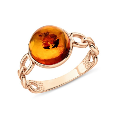 Серебряное кольцо с янтарями природными