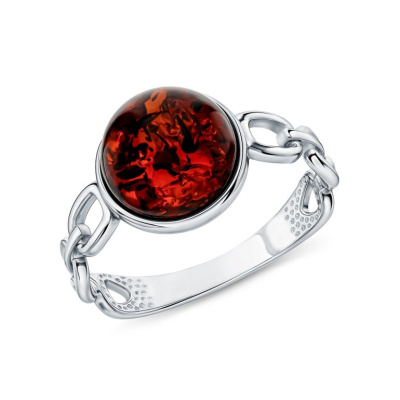 Серебряное кольцо с янтарями природными