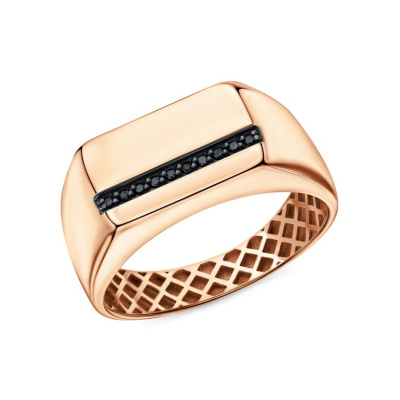 Золотое кольцо с бриллиантами чёрными природными