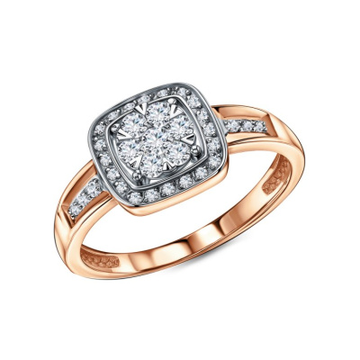 Золотое кольцо с бриллиантами природными