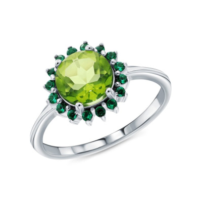 Серебряное кольцо с алпанитом и кварцами природными