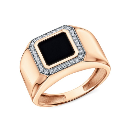 Золотое кольцо с бриллиантами природными и агатами природными