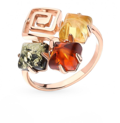 Серебряное кольцо с янтарем природным