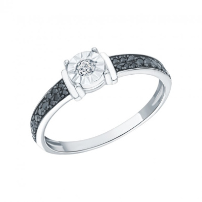 Золотое кольцо с бриллиантами черными природными