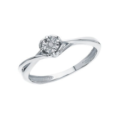 Серебряное кольцо с бриллиантами природными