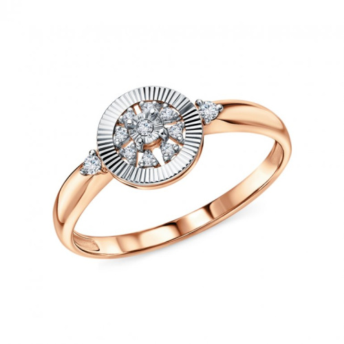 Золотое кольцо с бриллиантами природными