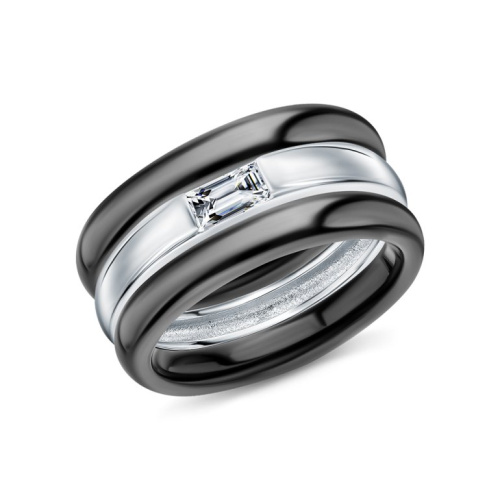 Серебряное кольцо с фианитами и керамикой