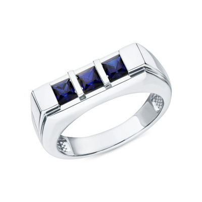 Золотое кольцо с сапфирами выращенными