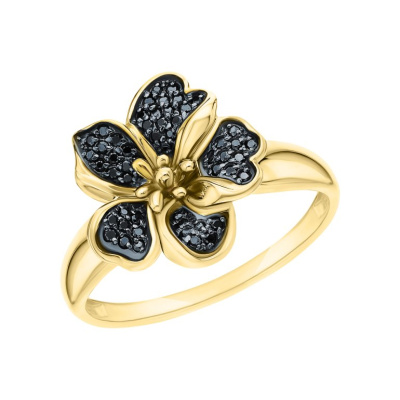 Золотое кольцо с бриллиантами чёрными природными