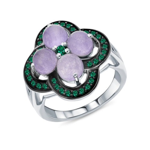 Серебряное кольцо с жадеитом и алпанитом