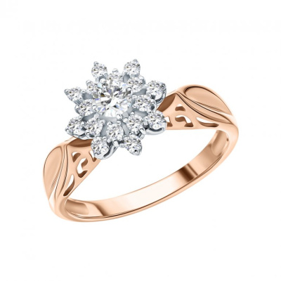 Золотое кольцо с бриллиантами природными