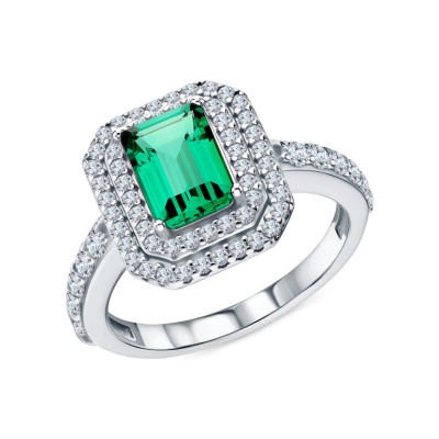 Серебряное кольцо с фианитами и алпанитом