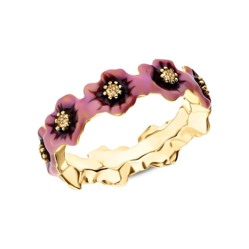 Серебряное кольцо с эмалью и фианитами