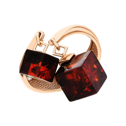 Серебряное кольцо с янтарями природными