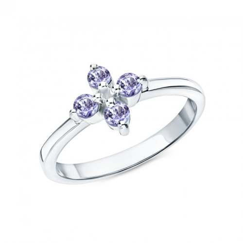 Серебряное кольцо с танзанитами природными