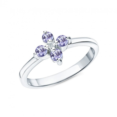 Серебряное кольцо с танзанитами природными