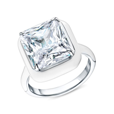 Серебряное кольцо с эмалью и фианитами