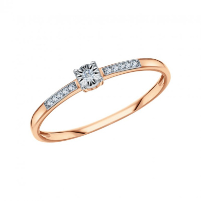 Золотое кольцо с бриллиантами природными