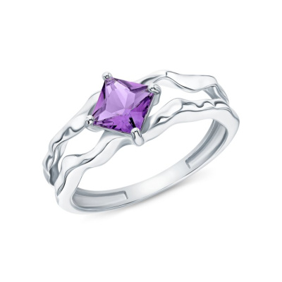 Серебряное кольцо с аметистами природными