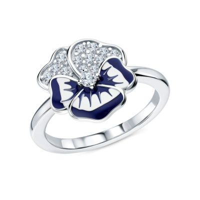 Серебряное кольцо с эмалью и фианитами