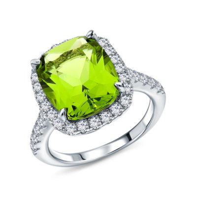 Серебряное кольцо с фианитами и алпанитом