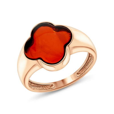 Золотое кольцо с янтарями природными