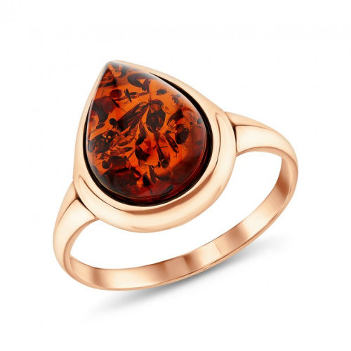 Золотое кольцо с янтарем природным