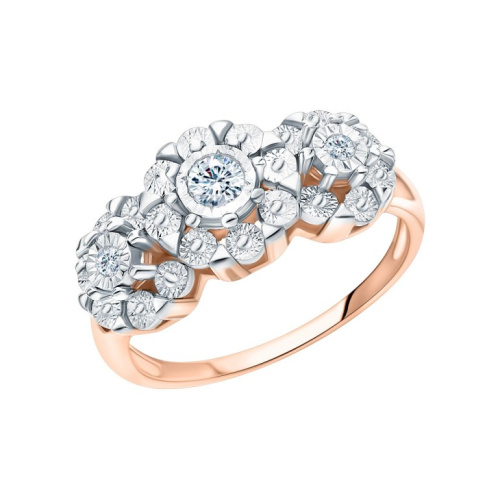 Золотое кольцо с бриллиантами природными