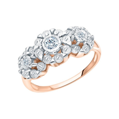 Золотое кольцо с бриллиантами природными