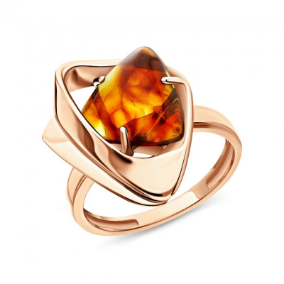 Золотое кольцо с янтарем природным