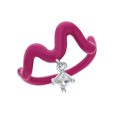 Серебряное кольцо с эмалью и фианитами