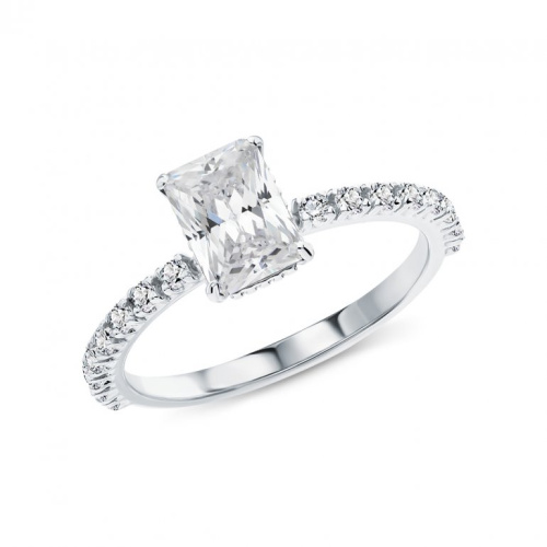 Серебряное кольцо с фианитами и горными хрусталями природными