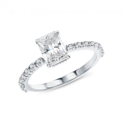 Серебряное кольцо с фианитами и горными хрусталями природными