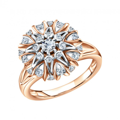 Золотое кольцо с бриллиантами природными