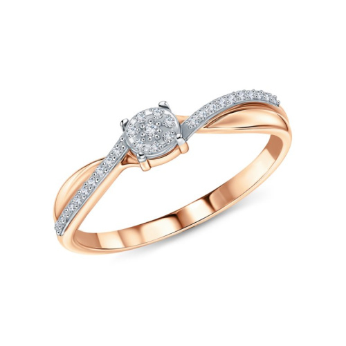 Золотое кольцо с бриллиантами природными