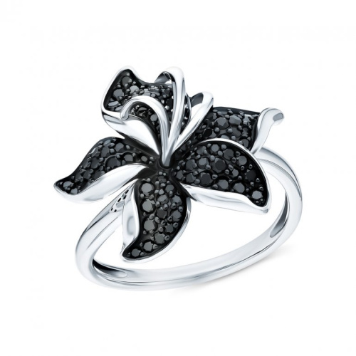 Золотое кольцо с бриллиантами чёрными природными