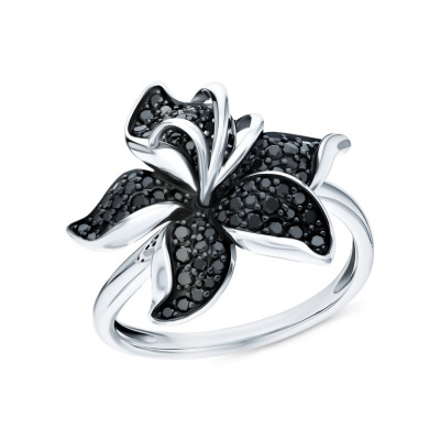 Золотое кольцо с бриллиантами чёрными природными