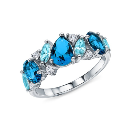 Серебряное кольцо с фианитами и алпанитом