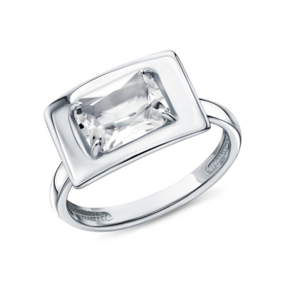 Серебряное кольцо с горными хрусталями природными