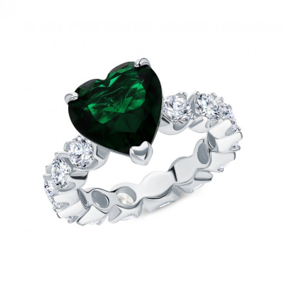 Серебряное кольцо с фианитами и алпанитом